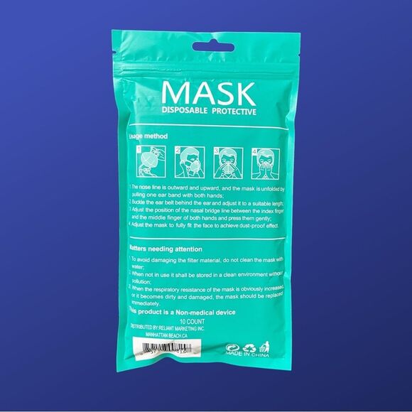 NWOT USA PATRIOTIC Disposable Protective Face Masks 10 Count Non- Medical Device - Picture 5 of 5